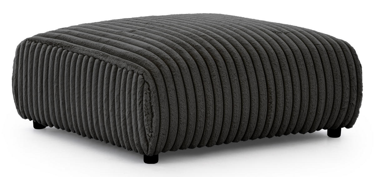 HOCKER Mollis Dunkelgrau Plüschcord - Dunkelgrau/Schwarz, Holz/Kunststoff (88/39/88cm) - S-Style Möbel