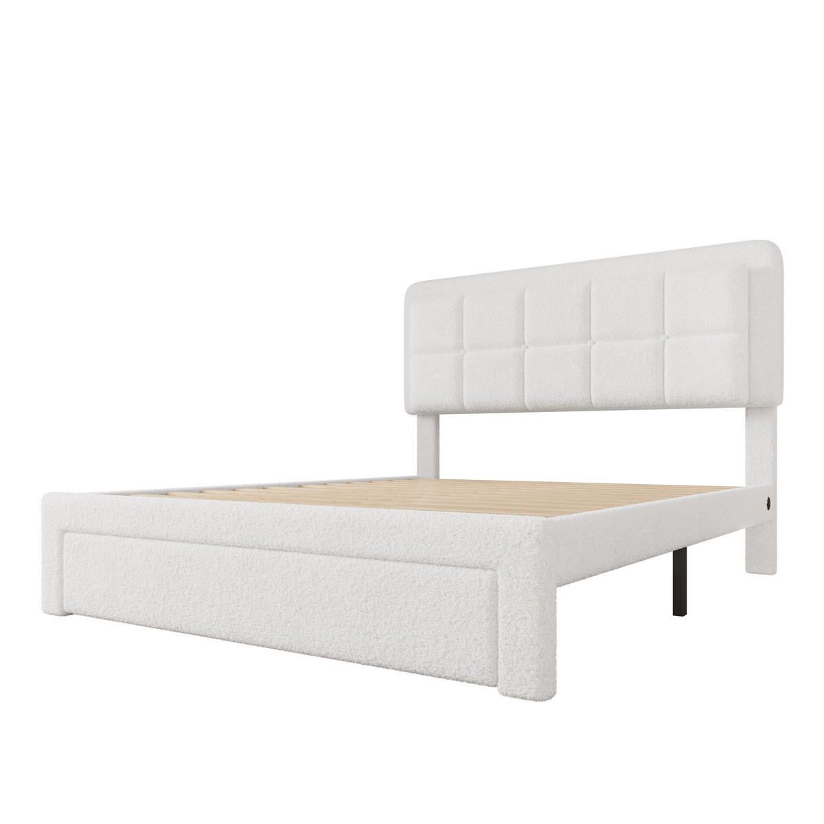 POLSTERBETT 160/200 cm weiß Teddy mit verstellbarem Kopfteil und USB-Anschluss - Weiß, Textil (160/200cm) - OKWISH