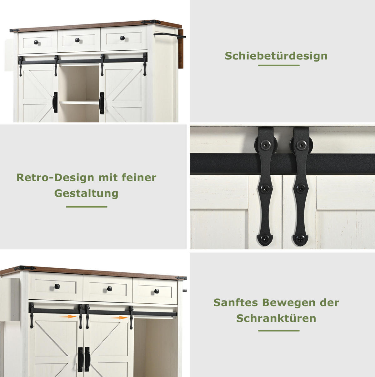 KÜCHENINSEL 140/45/94 cm beige mit klappbarer Tischplatte - Weiß, Holzwerkstoff (140/94/73cm) - OKWISH