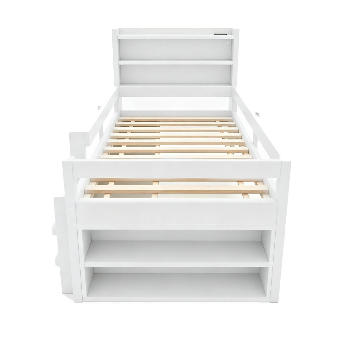 MULTIFUNKTIONSBETT mit Stauraum 90x200 cm Holz White - Weiß, Holz (90/200cm) - Meubliv