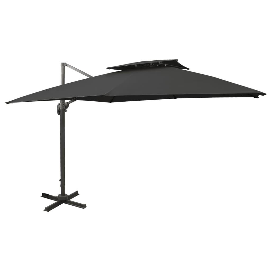SONNENSCHIRM rechteckig LOTI 300cm Schwarz | UV-Schutz, Kippbar, Kurbelsystem - Schwarz, Metall (300/300cm) - DELUKE