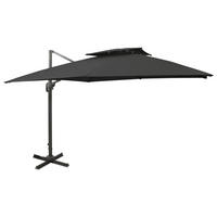 SONNENSCHIRM rechteckig LOTI 300cm Schwarz | UV-Schutz, Kippbar, Kurbelsystem - Schwarz, Metall (300/300cm) - DELUKE