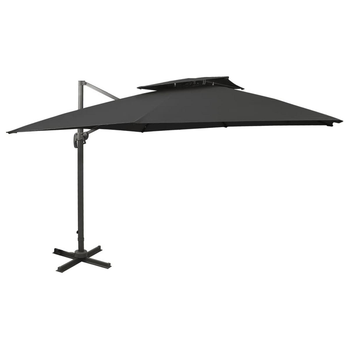 SONNENSCHIRM rechteckig LOTI 300cm Schwarz | UV-Schutz, Kippbar, Kurbelsystem - Schwarz, Metall (300/300cm) - DELUKE