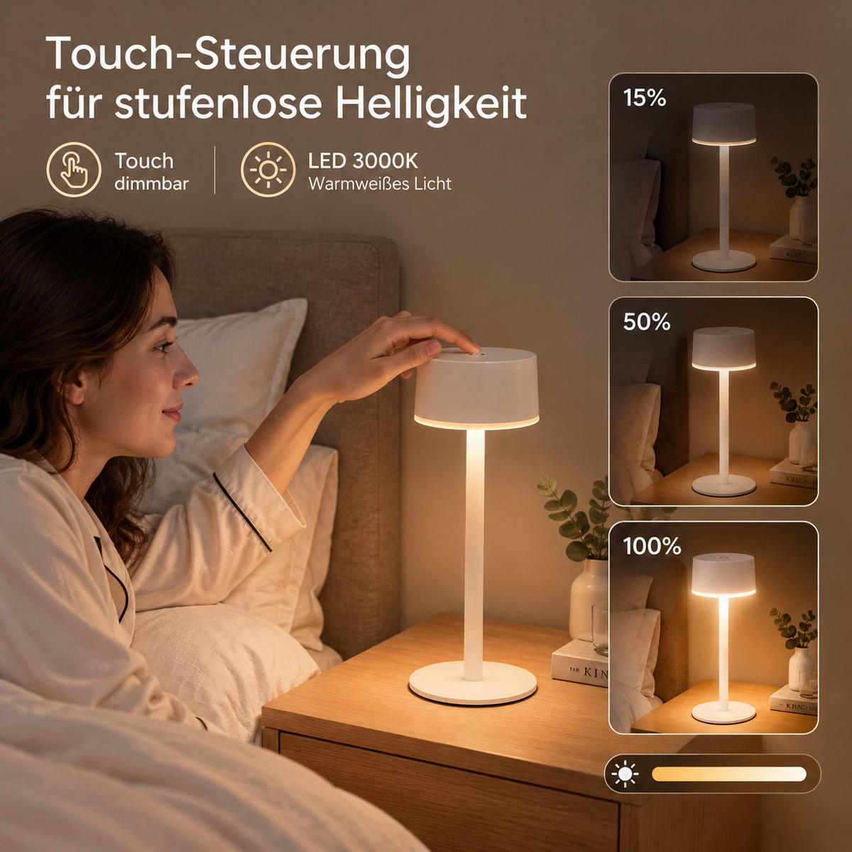 LED SVJETILJKA STOLNA Throvix 7.5/7.5/19.4 CM - bijela, metal/plastika (7.5/7.5/19.4cm) - ZMH