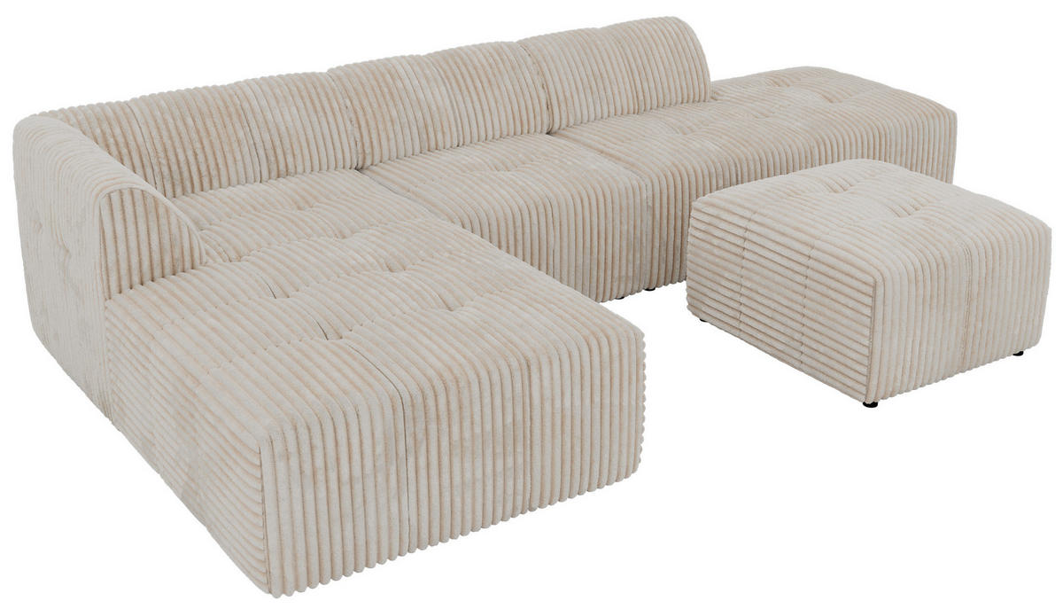 ROHOVÁ SEDAČKA GRIDA 4M L Béžová Manšestr - Vlevo - černá/krémová, textil/plast (335/176cm) - MKS