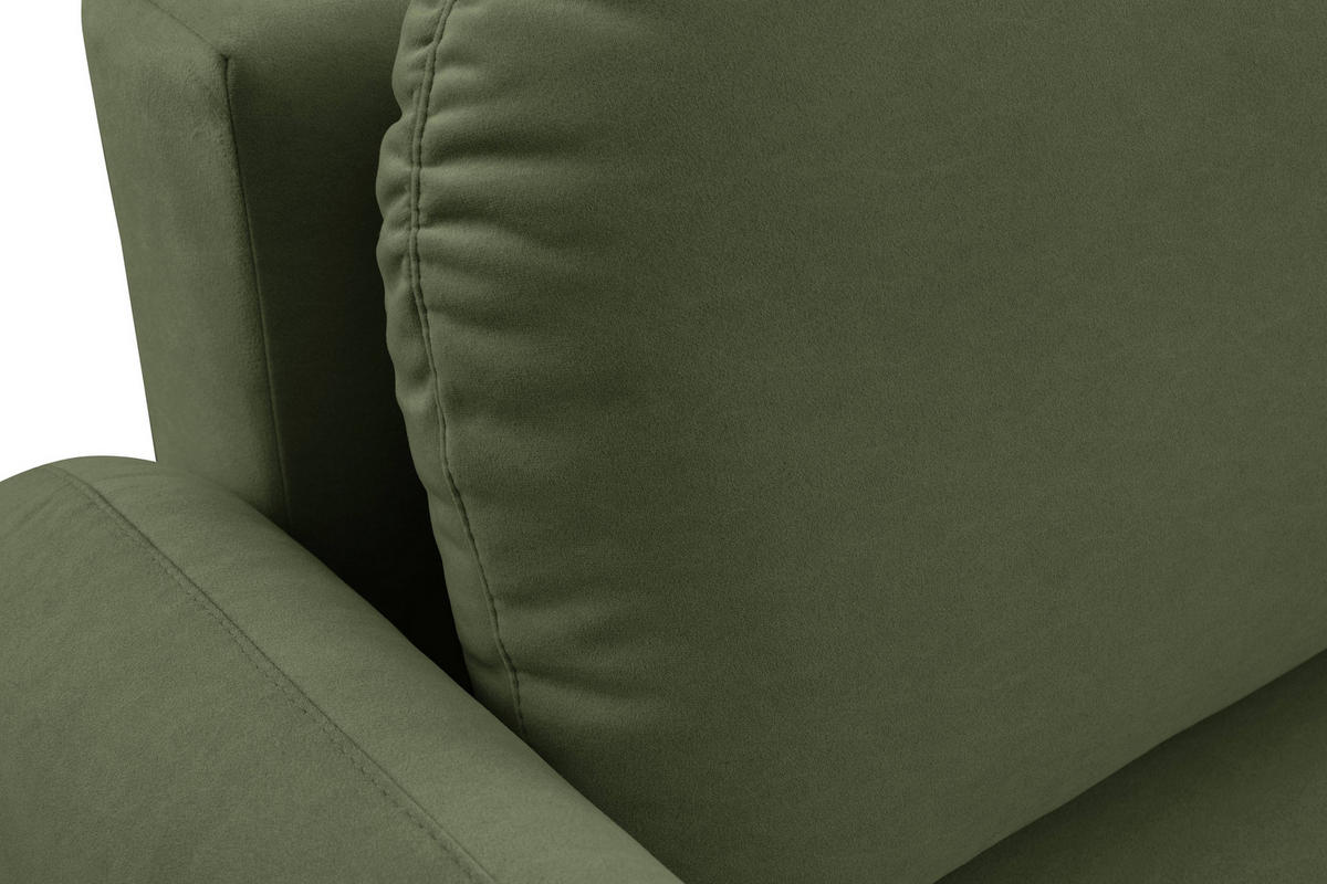 BETTSOFA AGIO Grün Plüsch-Stoff mit Schlaffunktion - Grün, Holz (232/95/109cm) - MASSENO