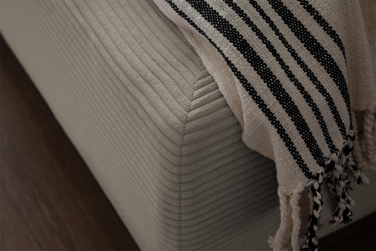 POLSTERBETT HENRY Granit Cord - Hellgrau/Grau, Textil (180/200cm) - KAWOLA