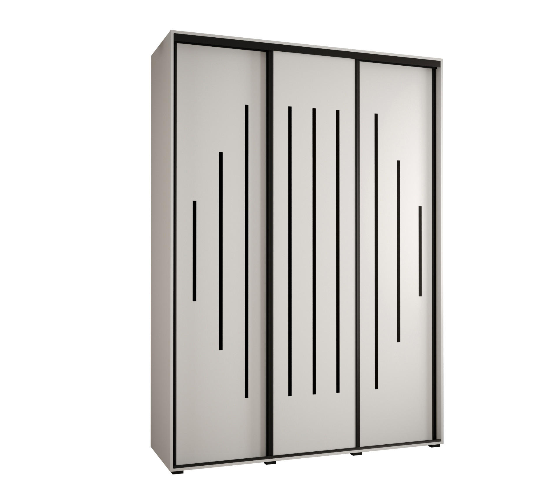 Abiks Möbel Schwebetürenschrank Weiß, Weiß, Schwarz 180x235x45 cm