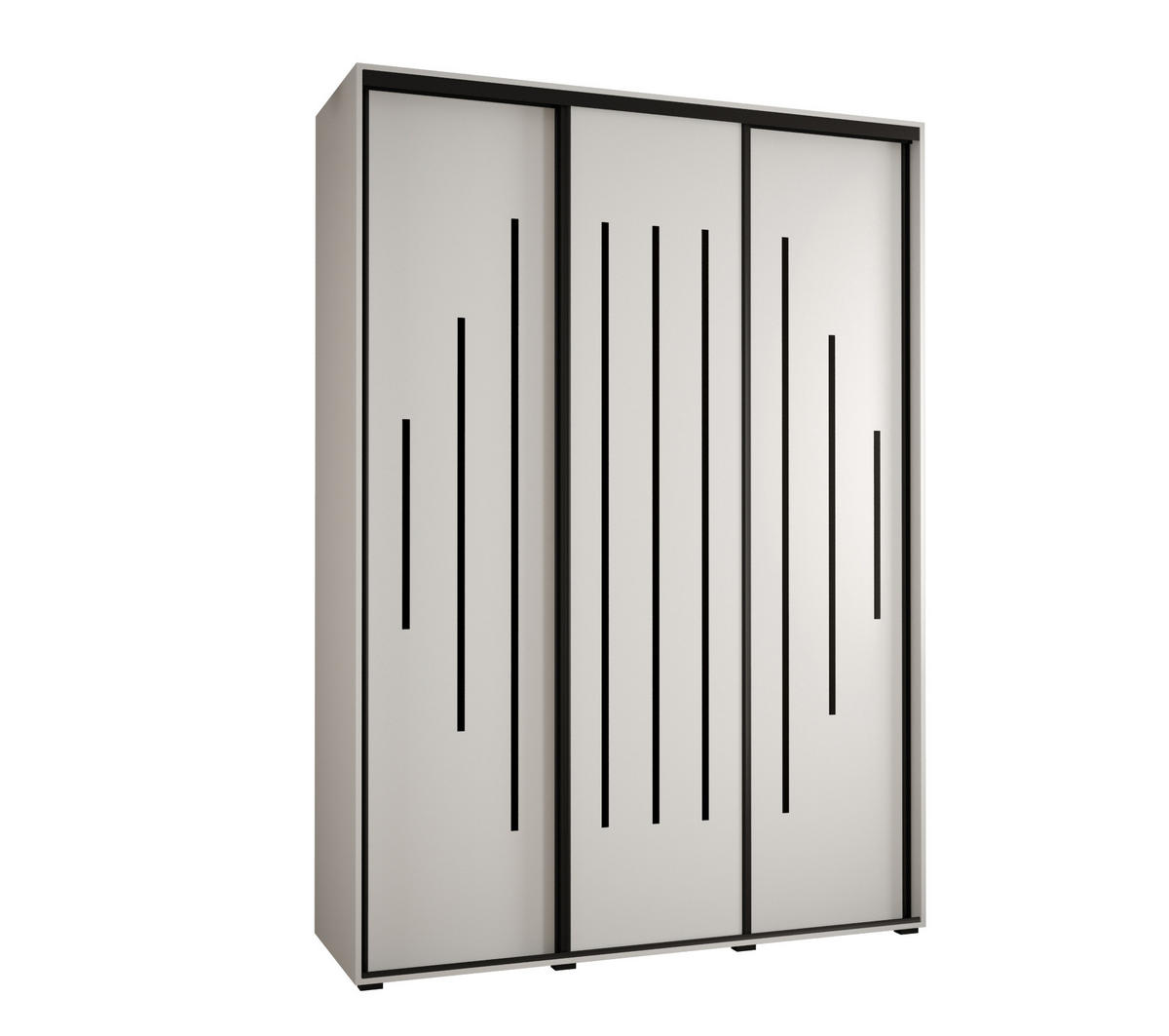 SCHWEBETÜRENSCHRANK 235,2/170/60 3-türig - Schwarz/Weiß, Holz/Metall (170/235/60cm) - Abiks Möbel