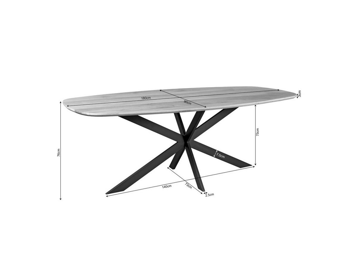 ESSTISCH Ferro Eichenholz 180 cm X 90 cm Schwarz - Schwarz, Metall (90/180/76cm) - Villa Möbel