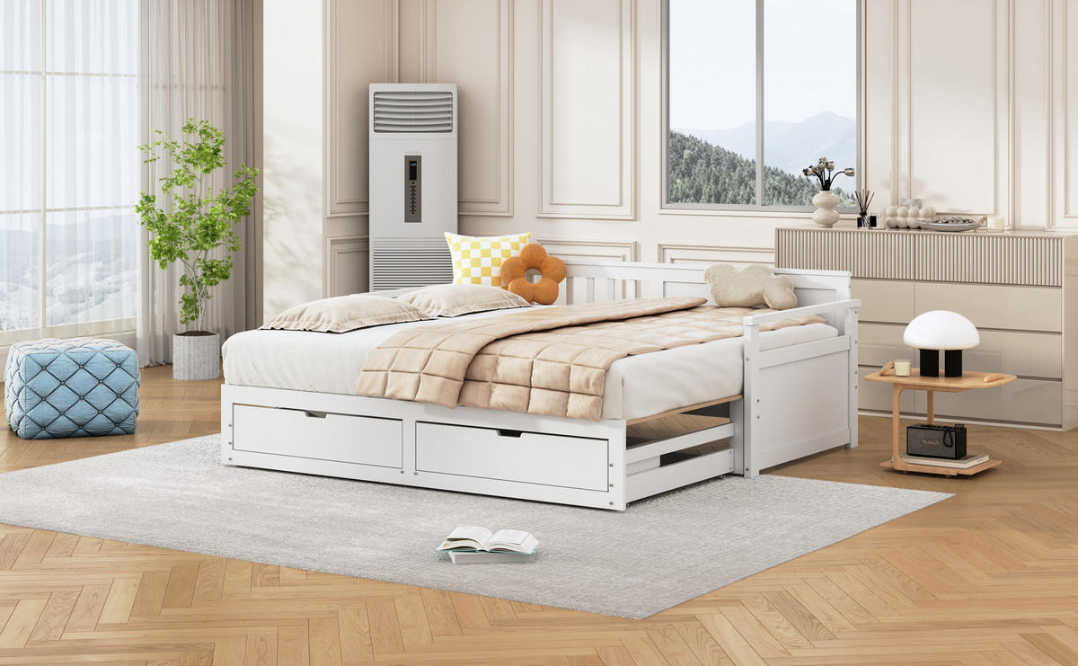 DAYBETT 90/180x190 cm Rollbett weiß - Weiß, Holz (180/190cm) - Fortuna Lai