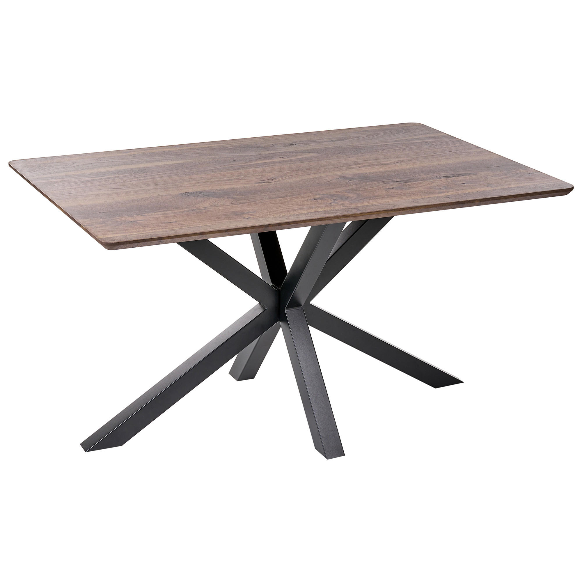 BLAGOVAONSKI STOL 140/80/75 cm tamnosmeđi, crni pravokutni Spectra - tamno smeđa, drvni materijal (140/90/76cm) - Beliani