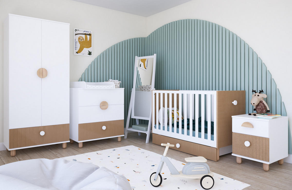 WICKELTISCHE Bebella - Weiß, Naturmaterialien (48/90/80cm) - kiki design