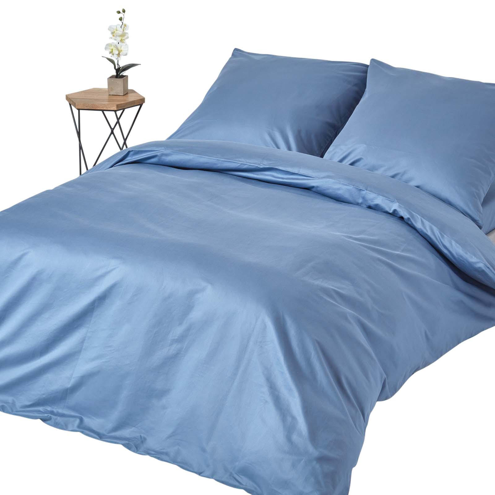 BETTWÄSCHE Premium, Ägyptische Baumwolle, Fadendichte 1000 - Blau, Textil (240/220cm) - Homescapes