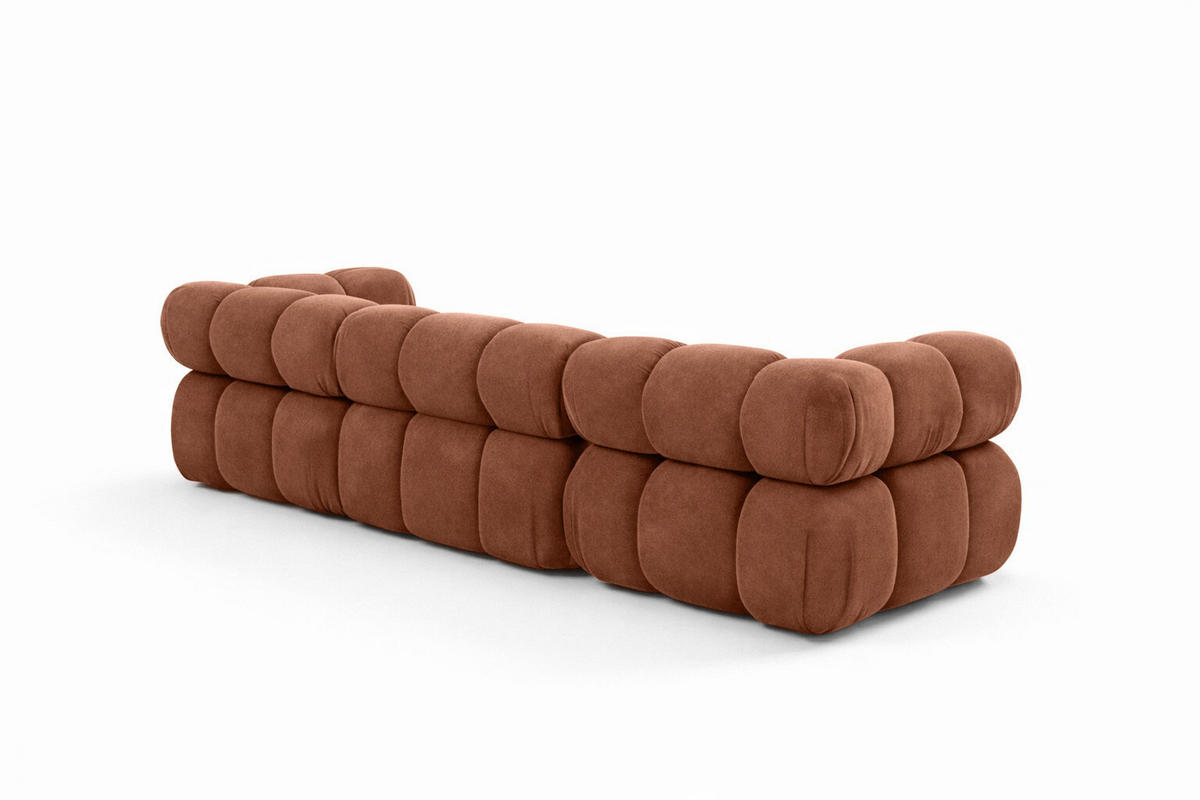 COUCH, 3-Sitzer Modular, Veloursstoff Salvador, Dunkelbraun, Selia - Dunkelbraun, Holz (285/70/95cm) - Kaiser Möbel