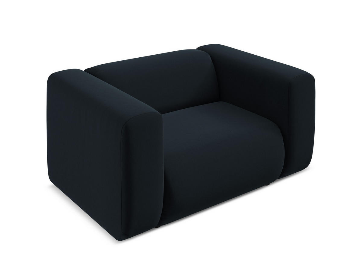 SESSEL Samt Stoff Blau - Blau/Schwarz, Kunststoff/Textil (137/70/89cm) - Makamii