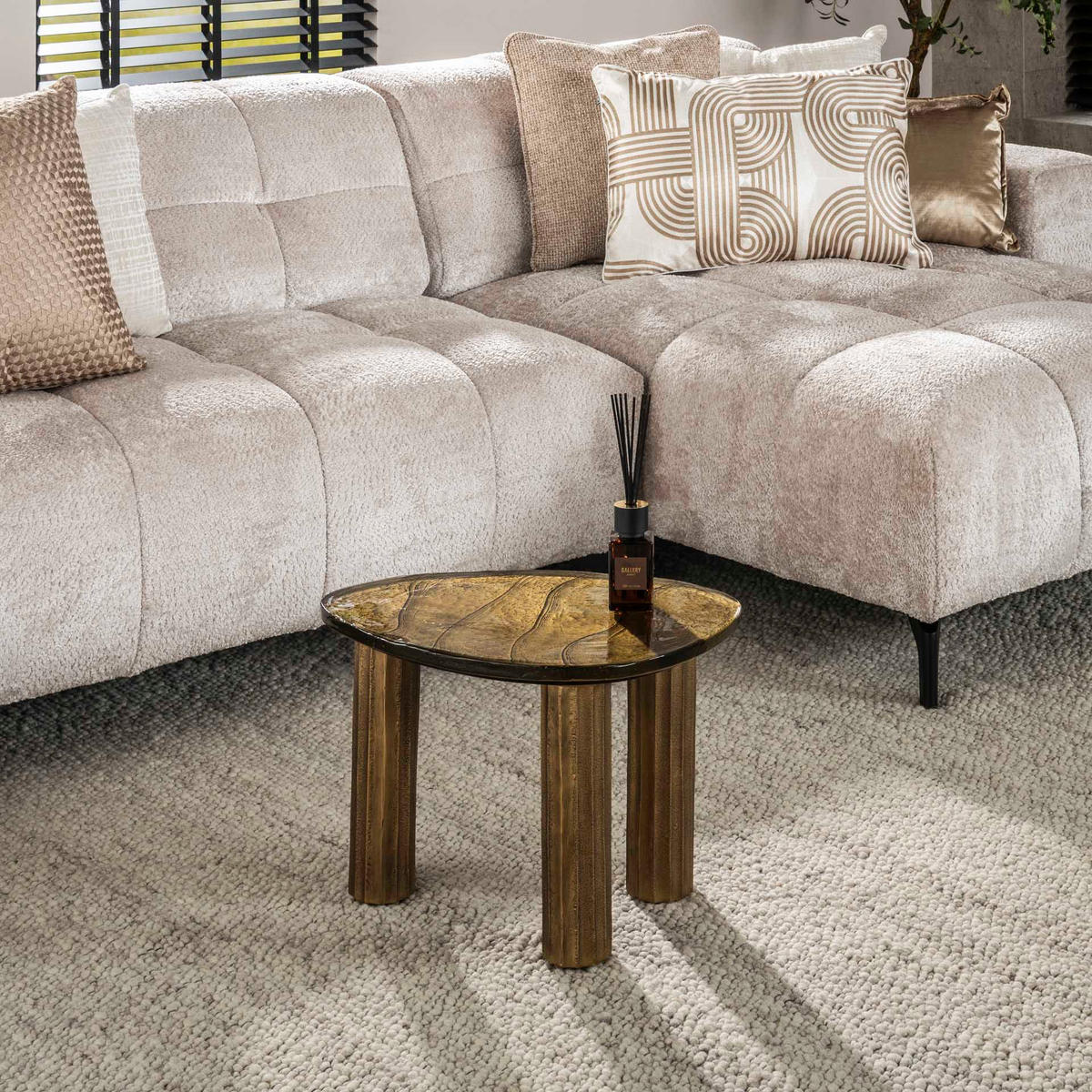 COUCHTISCH Salon Gold 37/51/35 cm - Goldfarben, Glas (37/51/35cm) - Hoyz Collection