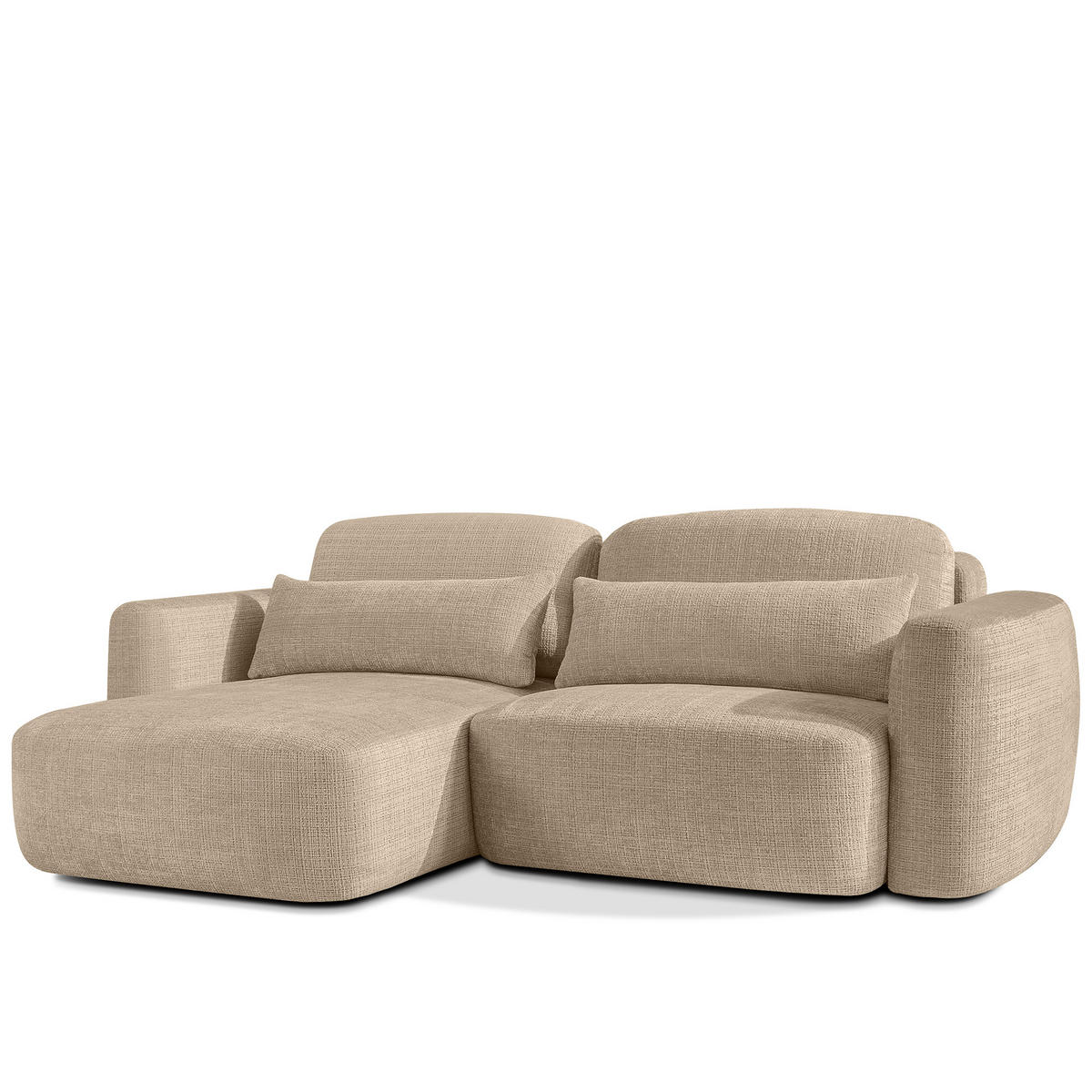 ECKSOFA links ELOSA - Beige, Holz/Textil (245/165cm) - KONSIMO®