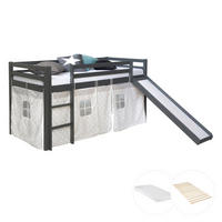 HOCHBETT 90/200 cm in Grau mit Lattenrost + Matratze - Grau, Holz - Homestyle4u