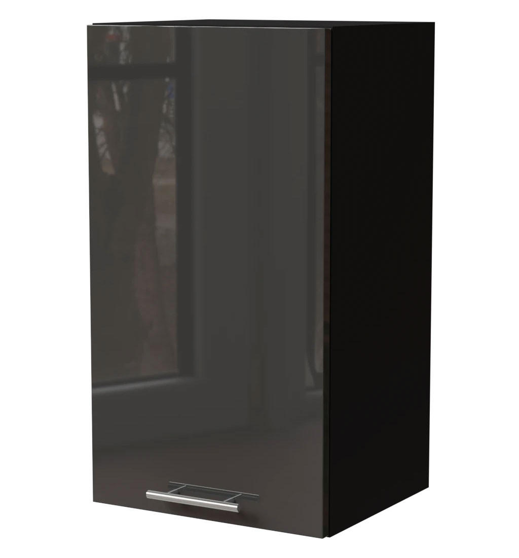 KÜCHENHÄNGESCHRANK Essen W2/40 Graphit Hochglanz / Schwarz Matt 40 / 32,5 / 72cm - Schwarz/Graphitfarben, Holz/Holzwerkstoff (40/72/32.5cm) - Feldmann-Wohnen