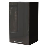 KÜCHENHÄNGESCHRANK Essen W2/40 Graphit Hochglanz / Schwarz Matt 40 / 32,5 / 72cm - Schwarz/Graphitfarben, Holz/Holzwerkstoff (40/72/32.5cm) - Feldmann-Wohnen