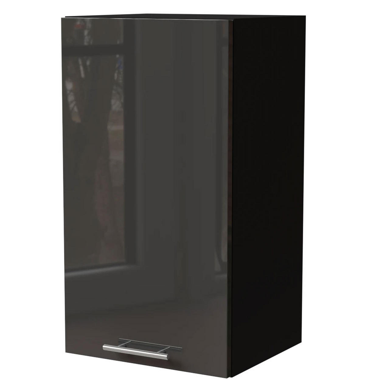 KÜCHENHÄNGESCHRANK Essen W2/40 Graphit Hochglanz / Schwarz Matt 40 / 32,5 / 72cm - Schwarz/Graphitfarben, Holz/Holzwerkstoff (40/72/32.5cm) - Feldmann-Wohnen