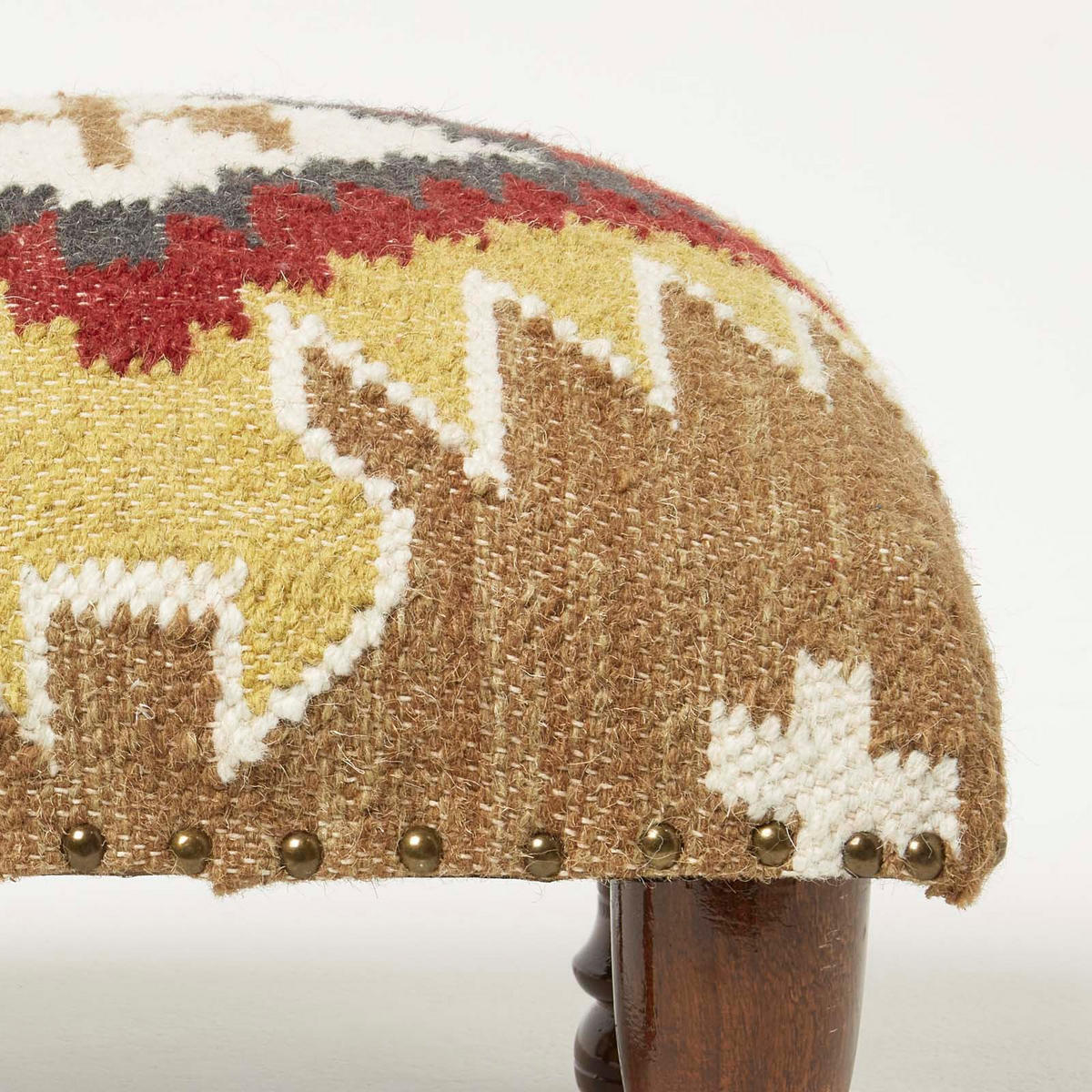 KELIM-HOCKER Jaipur mit Holzbeinen, Ethno-Muster, 40/40/25 cm - Multicolor, Textil (40/25/40cm) - Homescapes