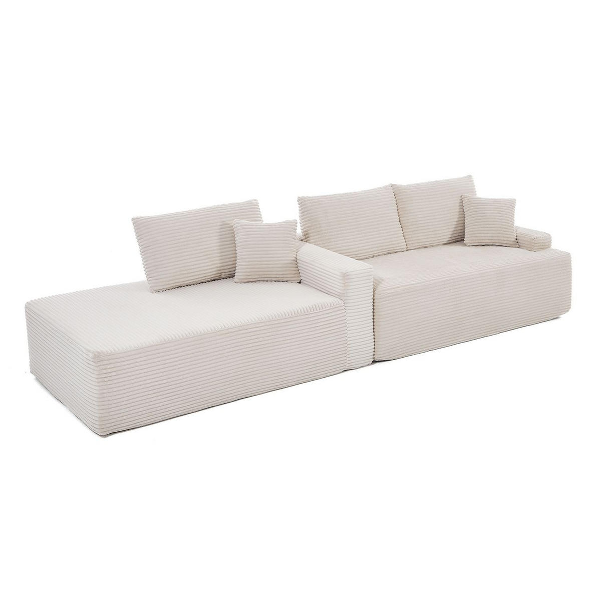 SOFA Coredo beige Cord - Beige, Textil (155/250cm) - Juskys