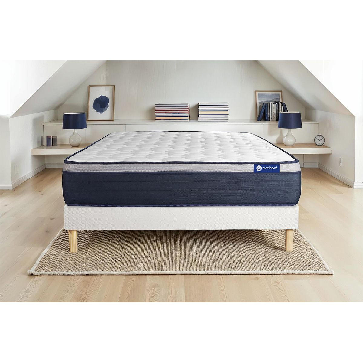 BETT Actimemo max Memory-Schaum 135 x 190 cm h3 - Kit Bettgestell Weiß - Beige/Weiß, Karton/Holz (135/190cm) - ACTISOM