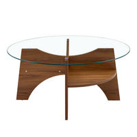 BEISTELLTISCH 80/36 cm aus Glas in Transparent/Walnuss mit fächerförmigem Gestell - Walnussfarben, Holzwerkstoff (80/80/36cm) - Flora Grace