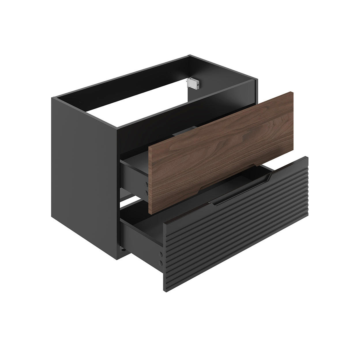 WASCHTISCHUNTERSCHRANK 80.6cm Sylla Schwarz und Holz - Schwarz, Holzwerkstoff (80.6/52.2/45.8cm) - Petits-meubles