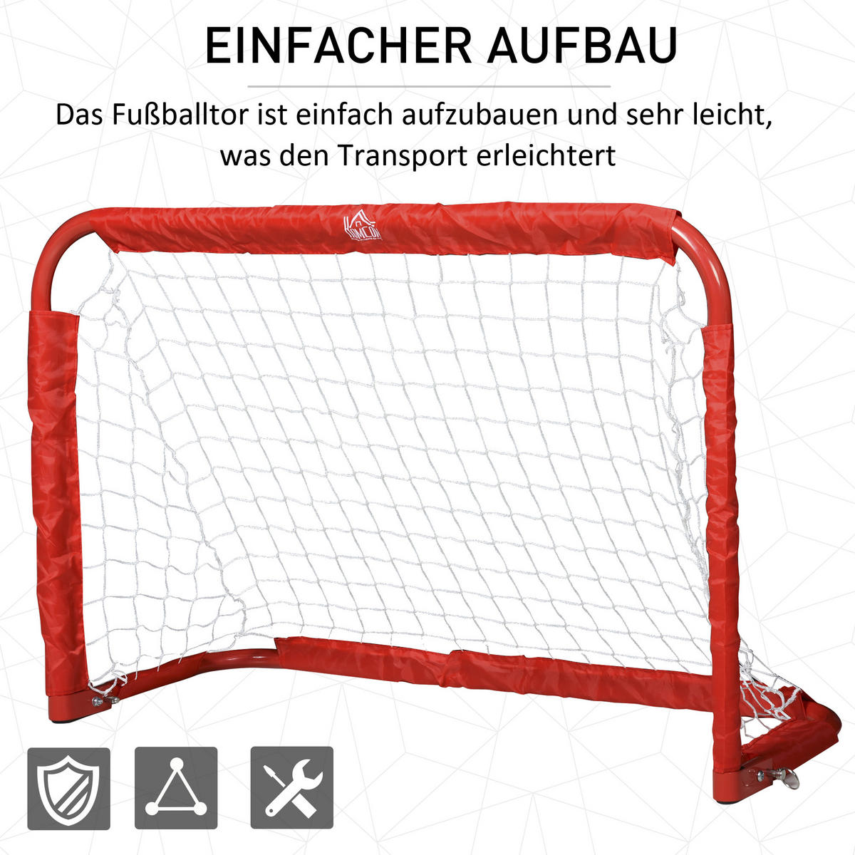 FUSSBALLTOR, Stahl(Q195), Rot, 90L x 36B x 60H cm - Rot, Metall (36/90cm) - HOMCOM
