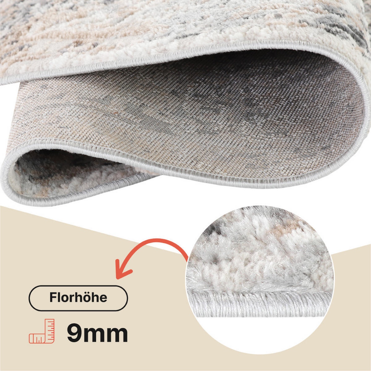 TEPPICH VALLEY Hellgrau Rund 120/120 cm - Hellgrau, Textil (120/120cm) - Tapiso