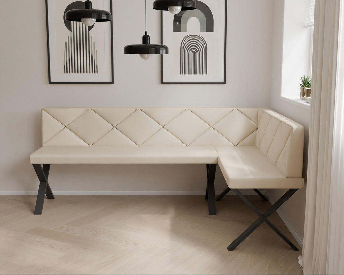ECKBANK rechts VERO X Kunstleder gesteppt, 142/196 cm Beige - Beige, Kunststoff/Textil (142/196cm) - Idohome