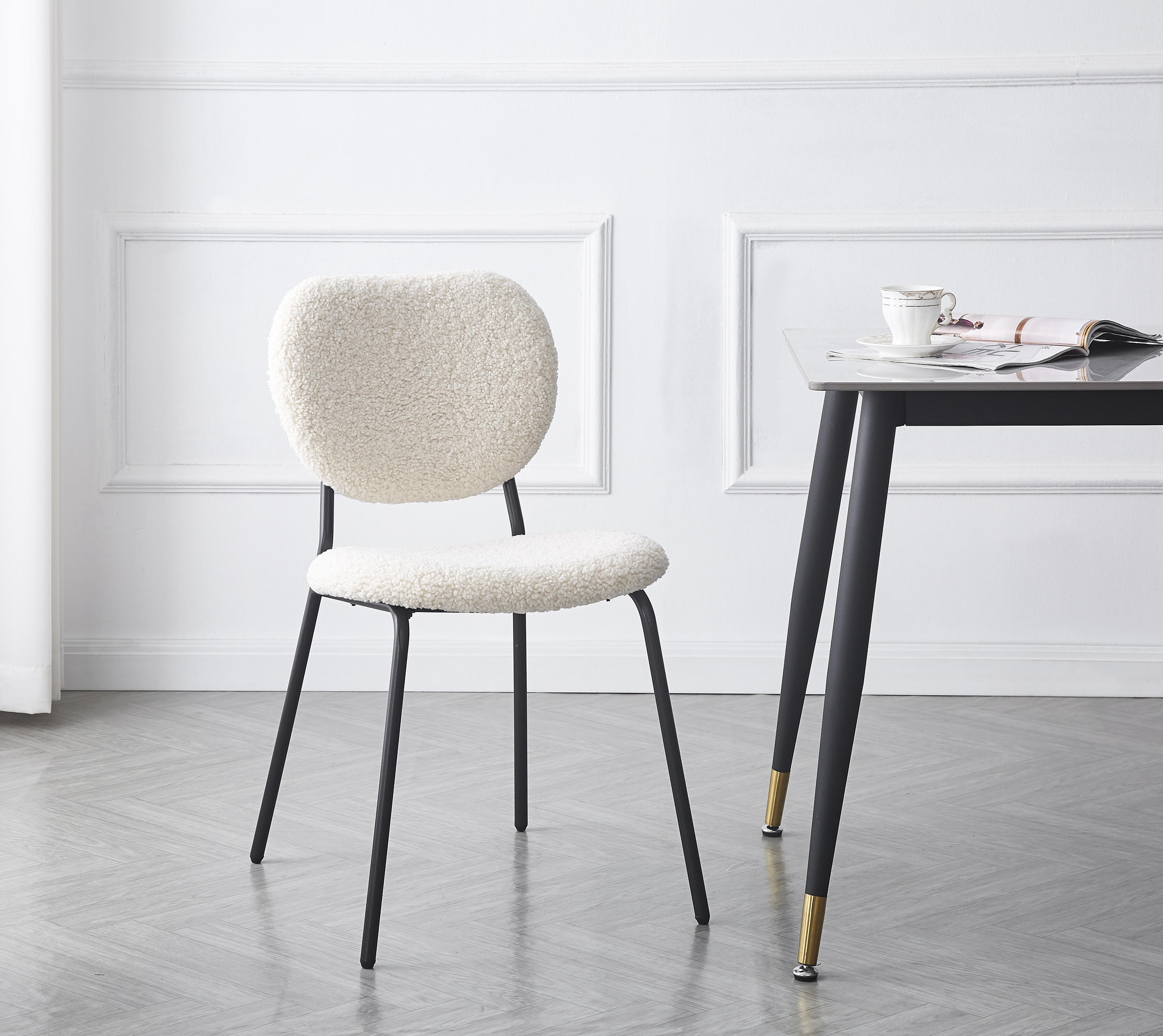 STUHL 2er-Set Wolle Weiß - Weiß, Textil (49/82.5/54.5cm) - Nordlys