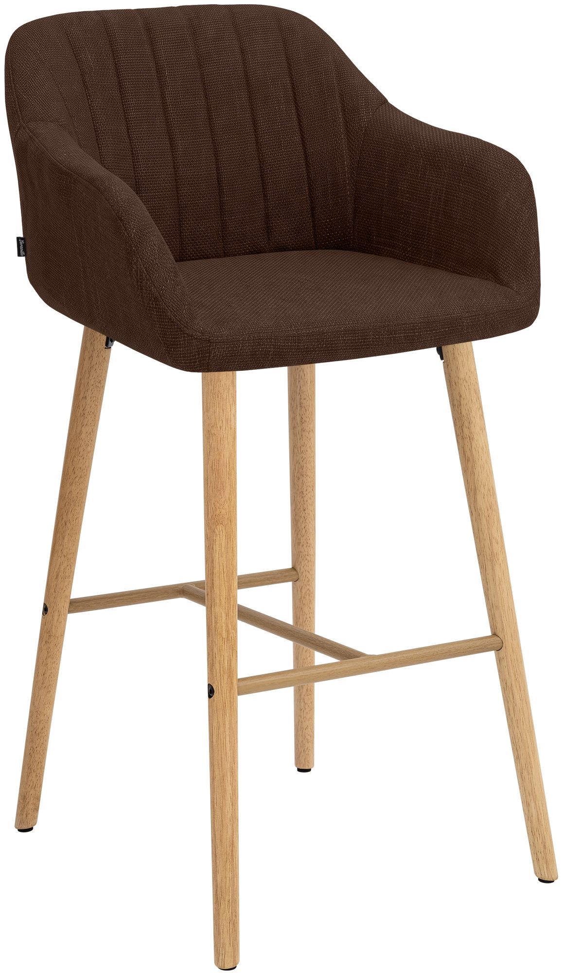 BARHOCKER Stoff Braun - Eukalyptusholzfarben/Braun, Holz/Textil (54/105/60cm) - CLP