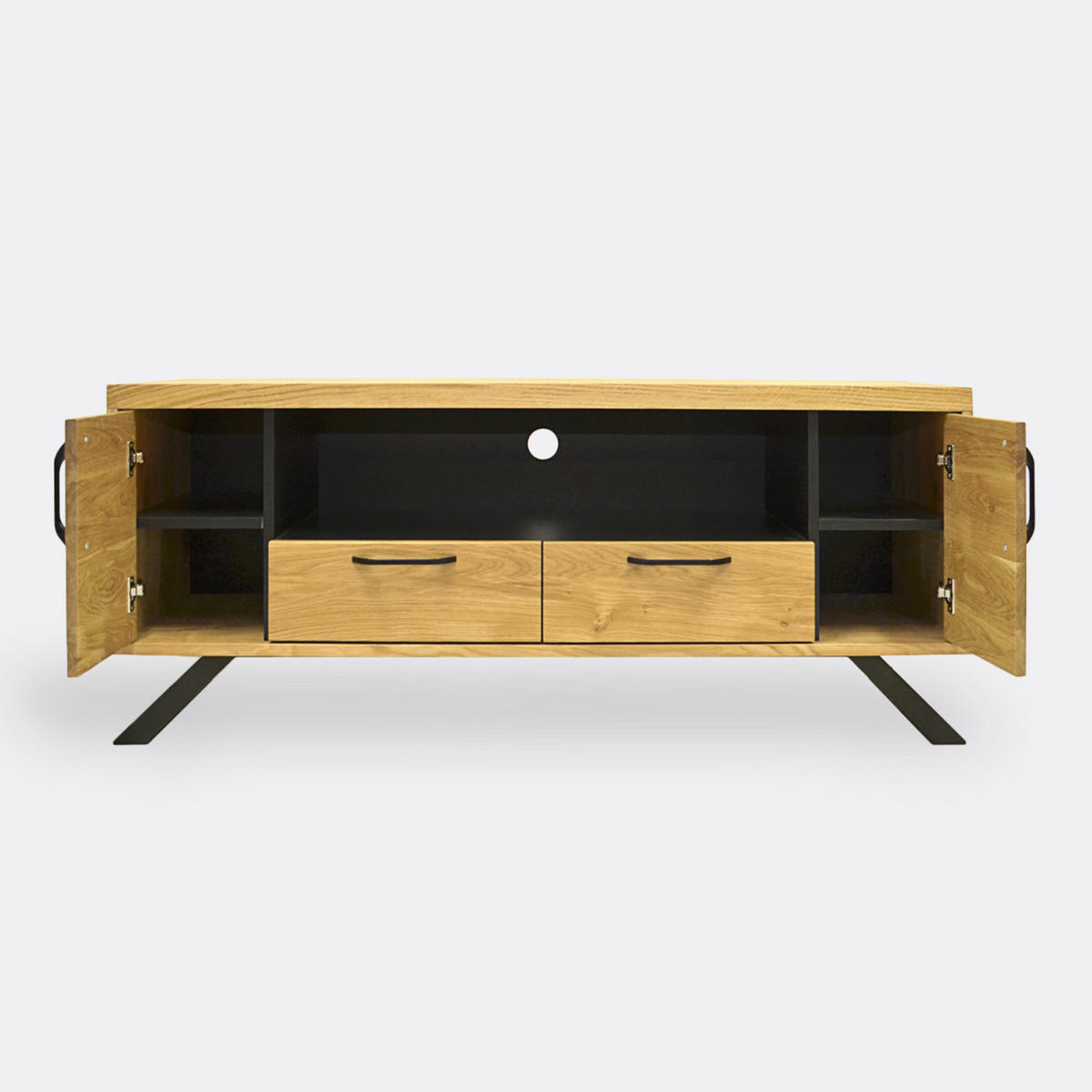 TV-SCHRANK aus Eichenholz im industriellen Stil für das Wohnzimmer JORGEN - Eichefarben, Holz (150/60/45cm) - Rawood Furniture