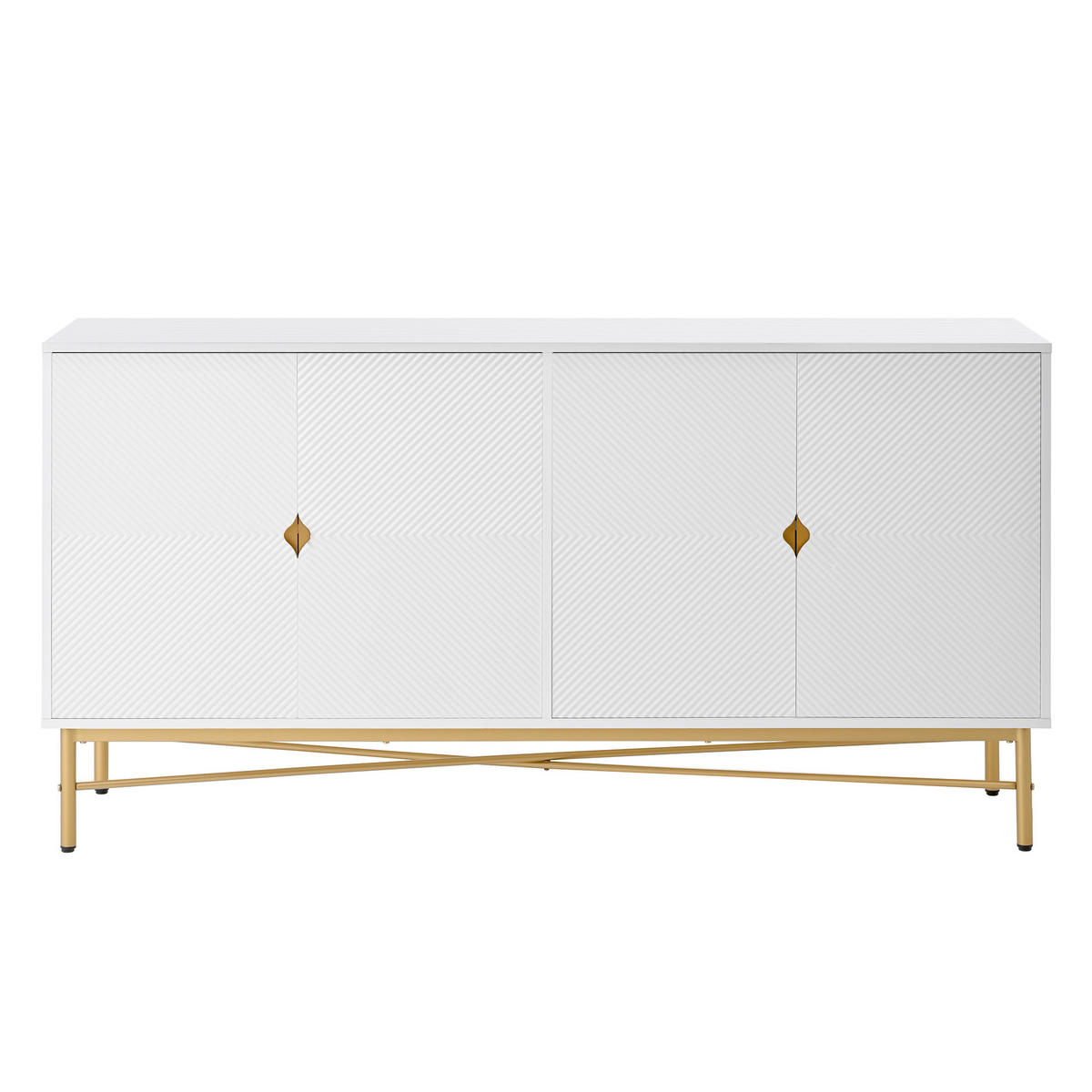 SIDEBOARD 160/40/82 cm Weiß aus MDF und Spanplatte mit Soft-Close-Funktion - Weiß, Holzwerkstoff (40/82/160cm) - OKMYHOME