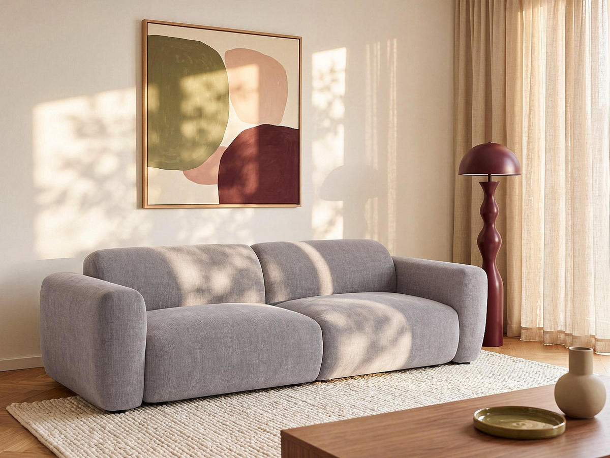 SOFA - 4 Personen - stoff - grau Pogni - Grau, Textil (245/73/97cm) - Vente-Unique