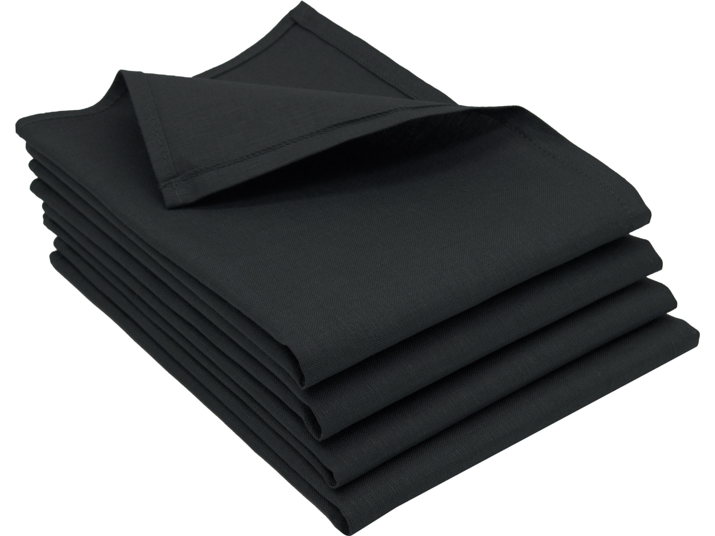 GESCHIRRTÜCHER, 4er-Set, 50x70 cm, 50% Baumwolle, 50% Leinen, Schwarz - Schwarz, Textil (50/70cm) - Zollner