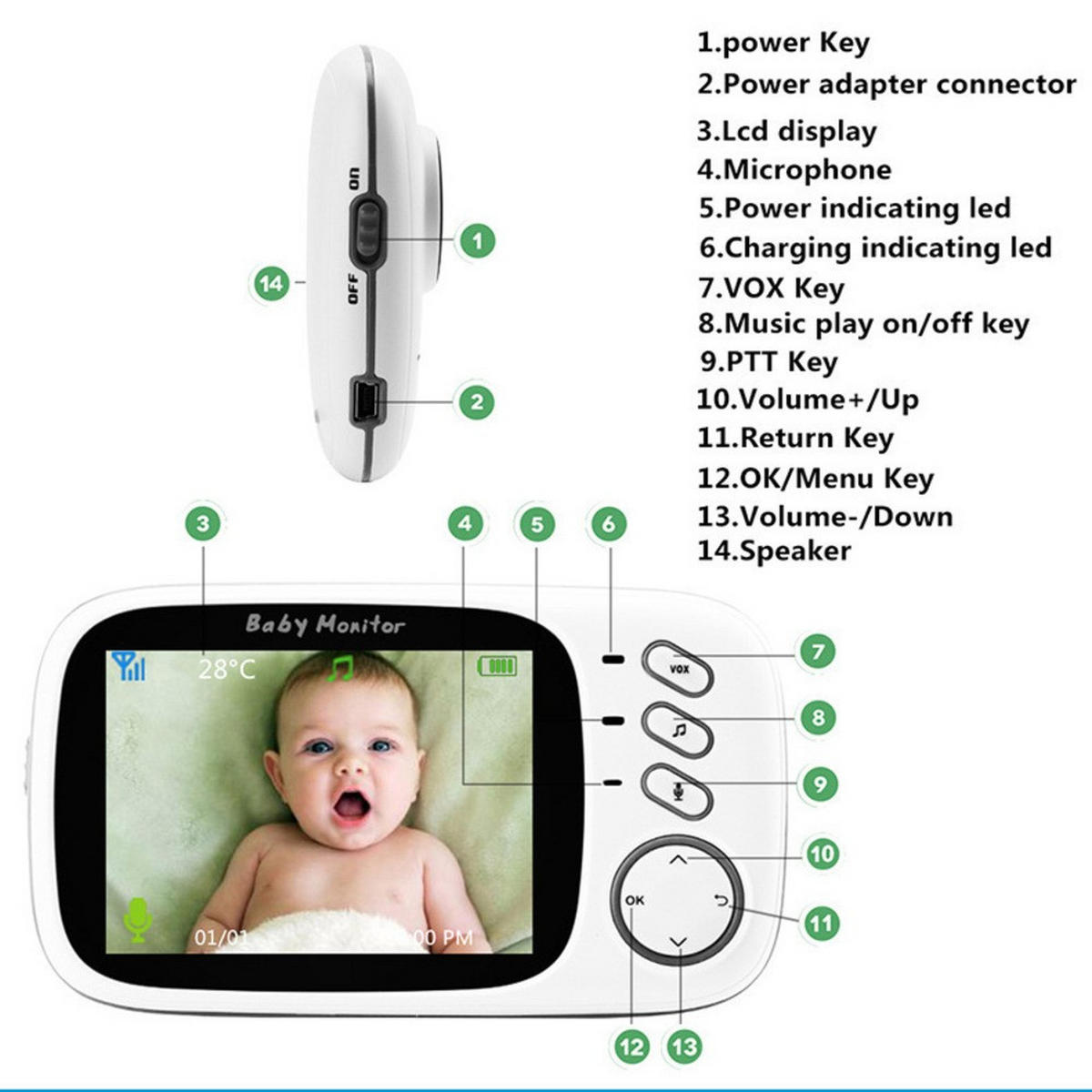 BABYPHONE, EU-Stecker, Weiß - Weiß, Kunststoff - Authentics