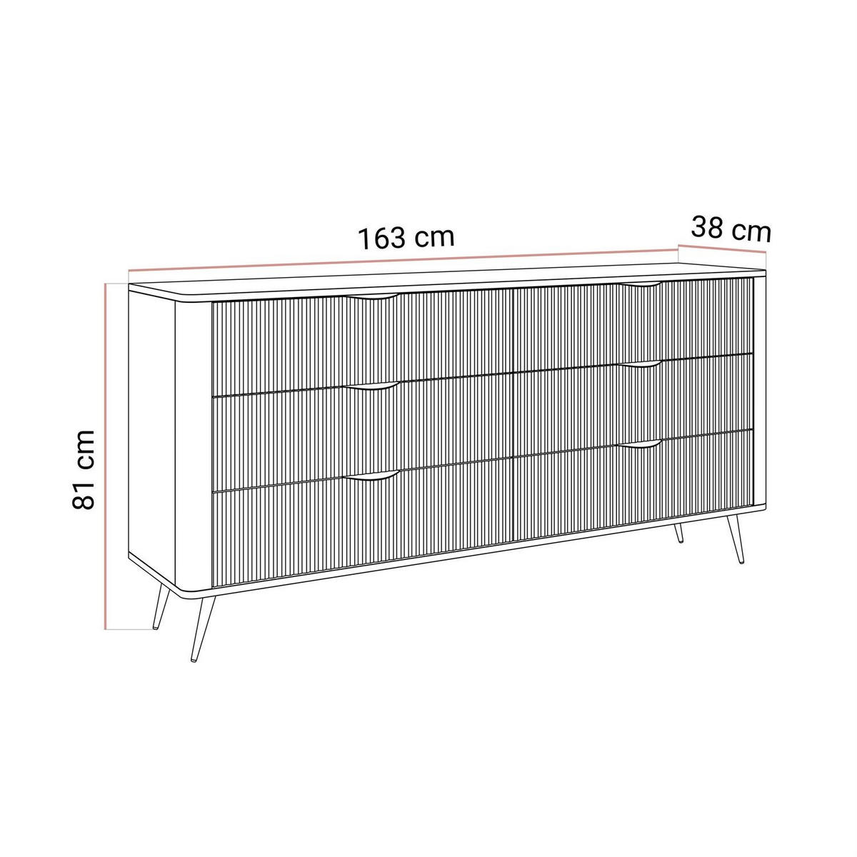 SIDEBOARD SCARLETT 6S MIT SCHUBLADEN BEIGE + GOLD - Beige, Holzwerkstoff (163/81/38cm) - Lookway