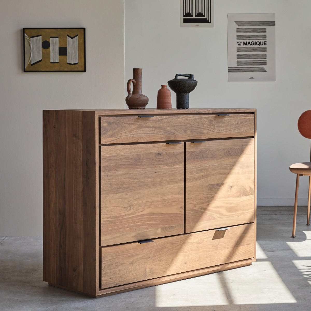 SIDEBOARD Senson Braun aus Walnuss - Braun, Holz (120/92/45cm) - Tikamoon