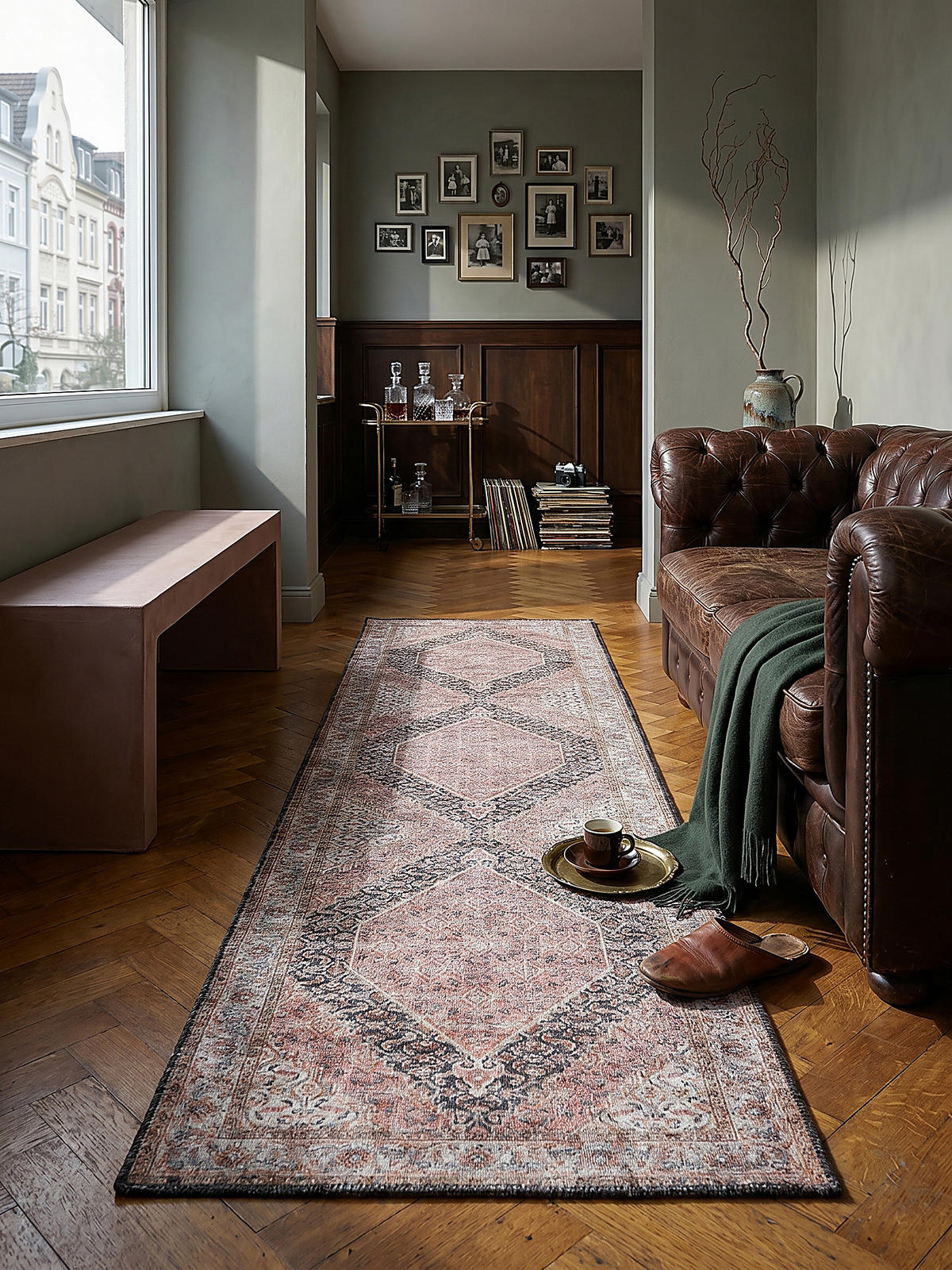 TEPPICH Waschbar HURST, orientalisch mit Medaillon, Rosa, 60 x 230 cm - Rosa, Textil (60/230cm) - KADIMA DESIGN