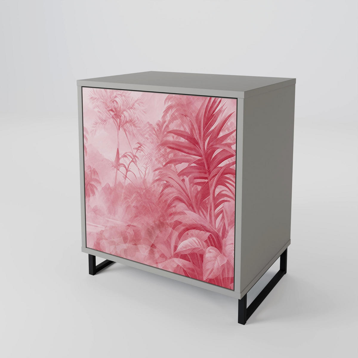 SIDEBOARD SWEET TROPICS, Grau, 57,5x42x57,5 cm, Ohne Füße - Multicolor/Grau, Holzwerkstoff (57.5/57.5/42cm) - SpaceRebels