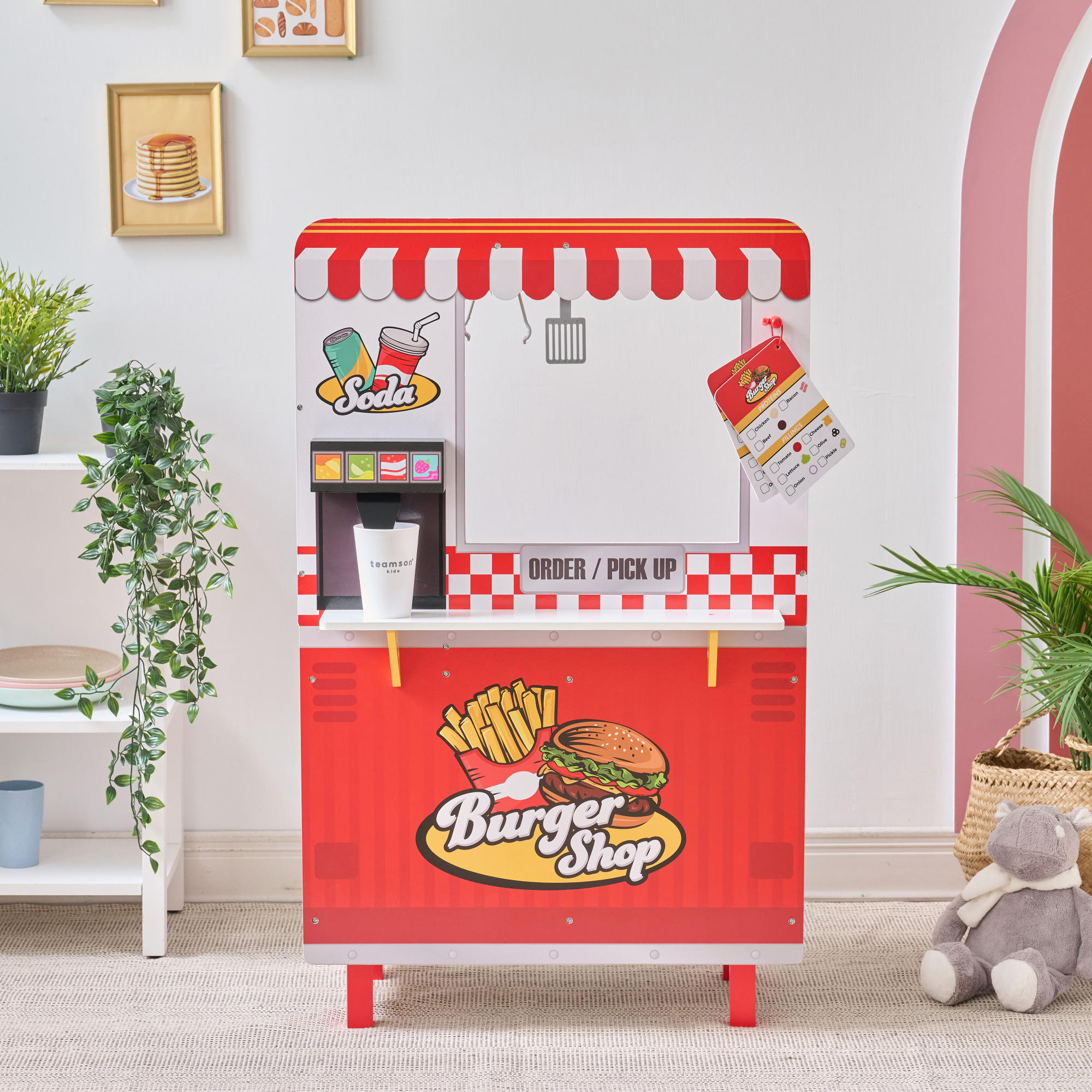 BURGERLADEN Spielset Flip & Fry, Rot, 96cm - Rot, Holzwerkstoff (40/96/59cm) - Teamson Kids