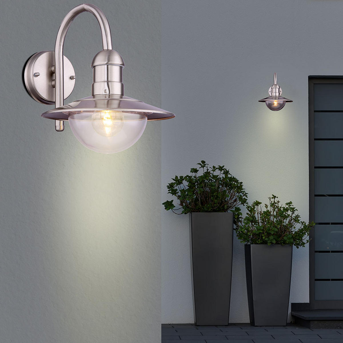 WANDLAMPE Edelstahl Silber Klar - Silberfarben, Metall (31/24/30cm) - Globo Lighting