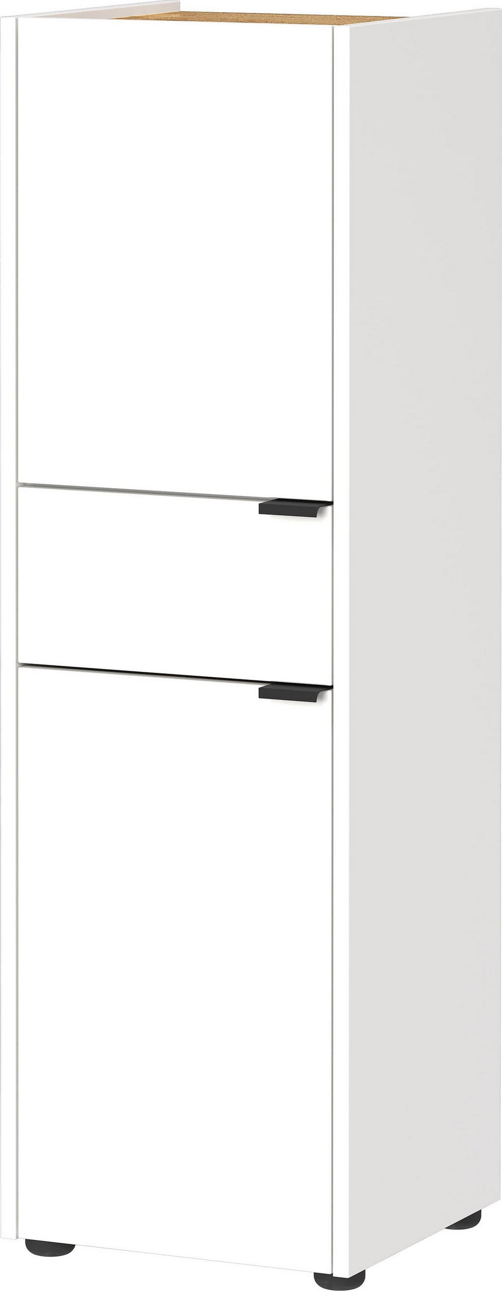 MIDISCHRANK mit Schublade aus Eiche-Optik mit Soft-Close-Funktion, Weiß-Beige 34x34x111 cm - Weiß, Holz/Metall (34/111/34cm) - KADIMA DESIGN