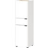 MIDISCHRANK mit Schublade aus Eiche-Optik mit Soft-Close-Funktion, Weiß-Beige 34x34x111 cm - Weiß, Holz/Metall (34/111/34cm) - KADIMA DESIGN