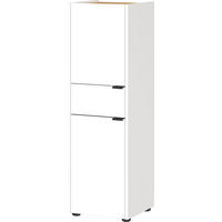 MIDISCHRANK mit Schublade aus Eiche-Optik mit Soft-Close-Funktion, Weiß-Beige 34x34x111 cm - Weiß, Holz/Metall (34/111/34cm) - KADIMA DESIGN